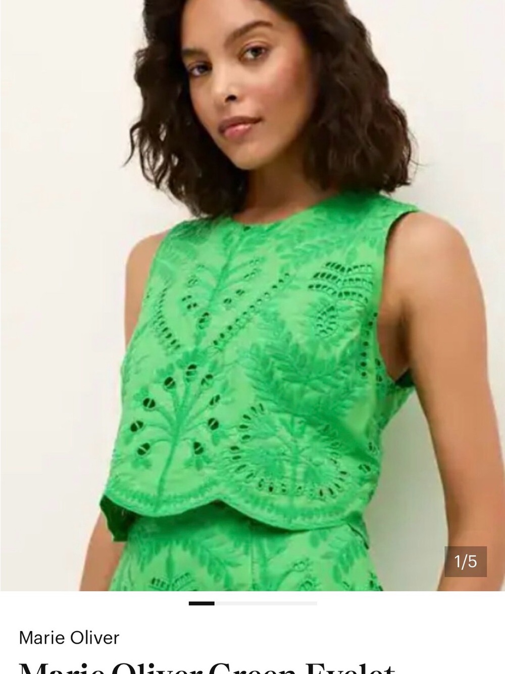 Marie Oliver Bright Green Eyelet Sleeveless Camisole